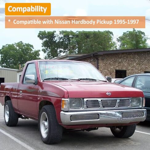 Compatible with Nissan Hardbody Pickup 1995 1996 1997 Main Upper Lower Bumper Aluminum Horizontal Billet Grille Grill Insert Combo (Black Powder Coated) in Saudi Arabia