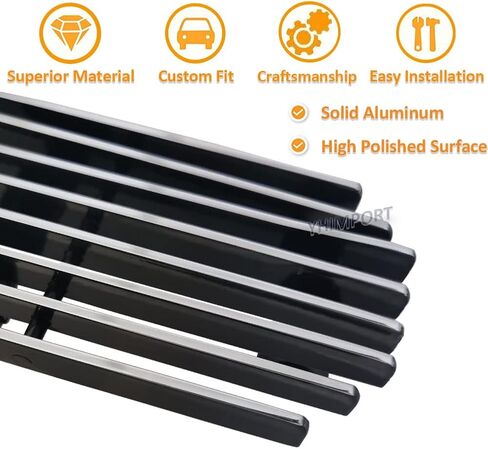 Compatible with Nissan Hardbody Pickup 1995 1996 1997 Main Upper Lower Bumper Aluminum Horizontal Billet Grille Grill Insert Combo (Black Powder Coated) in Saudi Arabia