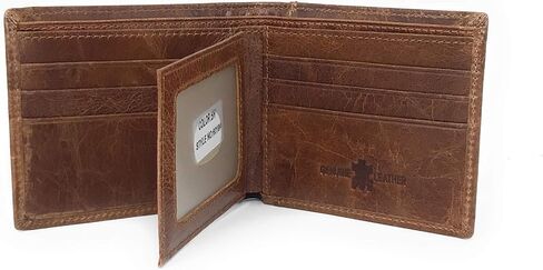 Western Genuine Tool Leather Cowhide Cow Fur Longhorn Mens Bifold Short Wallet in 2 colors (Brown) in Saudi Arabia