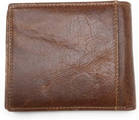 Western Genuine Tool Leather Cowhide Cow Fur Longhorn Mens Bifold Short Wallet in 2 colors (Brown) in Saudi Arabia