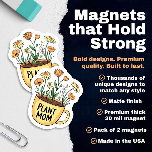 Plant Mom Magnets Magnet - 2 Pack - 5 Inches - for Cars, Fridges, Toolboxes - PLDFMAG09465 in Saudi Arabia