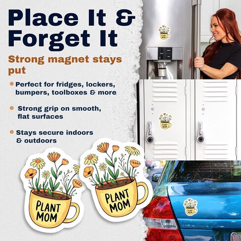 Plant Mom Magnets Magnet - 2 Pack - 5 Inches - for Cars, Fridges, Toolboxes - PLDFMAG09465 in Saudi Arabia