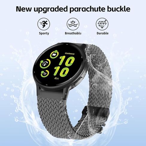 20mm Stretchy Braided Nylon Compatible with Garmin Forerunner 165 Watch Band/55/245/645, Parachute Buckle Elastic Soft Sport Strap for Vivoactive 6/5/3/3 Music & Venu Sq 2 Women Men in Saudi Arabia