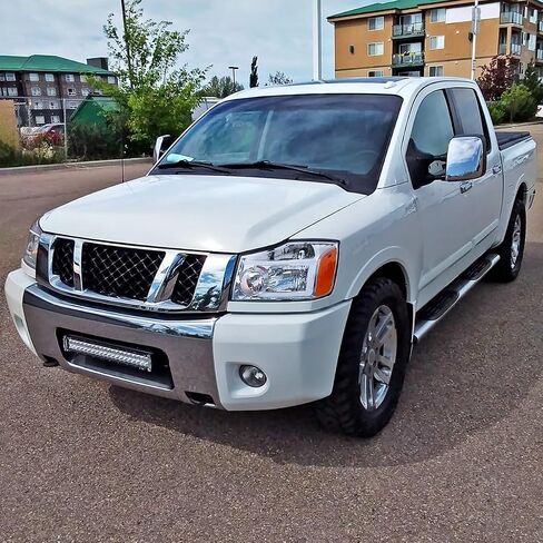 المواصفات المصابيح الأمامية السوداء مع شريط ضوء LED متوافق مع 2004-2015 Nissan Titan ، 2004-2007 Armada ، Armaved Left + Live Pair Assembly in Saudi Arabia