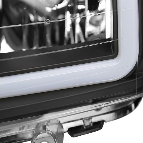المواصفات المصابيح الأمامية السوداء مع شريط ضوء LED متوافق مع 2004-2015 Nissan Titan ، 2004-2007 Armada ، Armaved Left + Live Pair Assembly in Kuwait