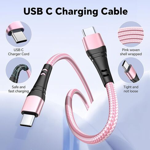 كابل USB C إلى USB C، 5 حزم كابل USB C إلى النوع C، شحن سريع بطول 6 أقدام كابل USB C متوافق مع الهاتف 16 15 Pro Plus Pro Max، لـ S24 S23، لـ Pad Pro لـ Galaxyy S24 S23 S22 والمزيد - رمادي in Kuwait