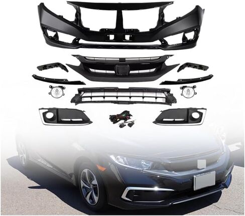 Complete Front Bumper Cover Kit With Fog Light Compatible With 2019 2020 2021 Hon-da Civic Sedan 04711-TET-H50ZZ in Saudi Arabia