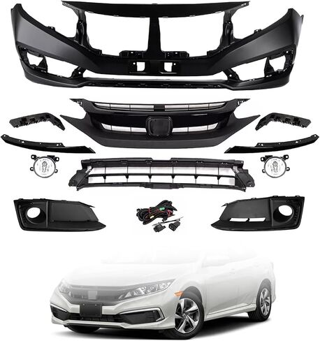 Complete Front Bumper Cover Kit With Fog Light Compatible With 2019 2020 2021 Hon-da Civic Sedan 04711-TET-H50ZZ in Saudi Arabia