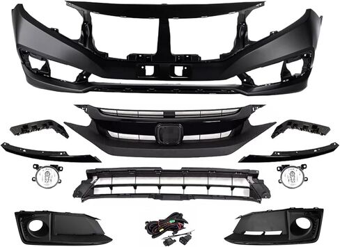Complete Front Bumper Cover Kit With Fog Light Compatible With 2019 2020 2021 Hon-da Civic Sedan 04711-TET-H50ZZ in Saudi Arabia