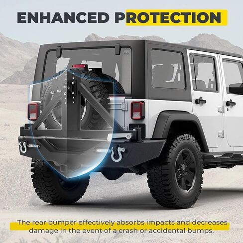 مصد خلفي Kuafu متوافق مع 2007-2018 Jeep Wrangler JK مع حامل الإطارات القابل للقفل 2 بوش in Saudi Arabia