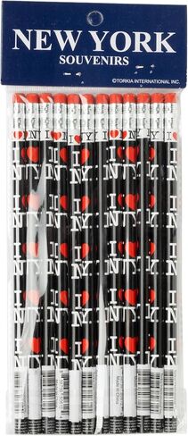 Artisan Owl Officially Licensed I Love NY Pencils - White and Black New York Souvenir - Pack of 12 in Saudi Arabia
