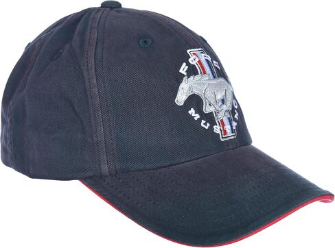 Men's Ford Mustang Tri-Bar Pony Logo Cap Distressed Navy Blue Hat, 0-8 in Saudi Arabia