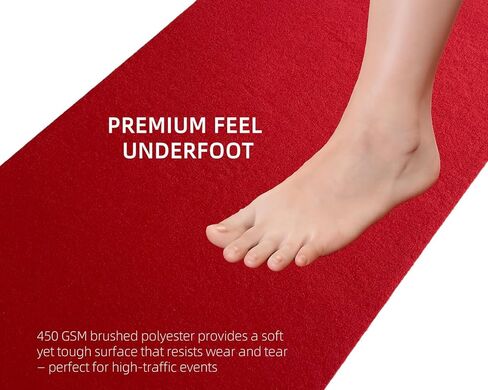 Red Carpet Runner for Party 3x10ft – 450 GSM Thick, 0.25" Non-Slip Waterproof Rubber Backing, Heavy Duty, Cuttable for Weddings, Events, Parties, Indoor/Outdoor Use in Kuwait