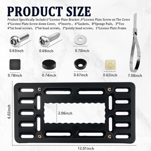 Front License Plate Frames Kit,Stainless Steel License Plate Cover with Mounting Hardware for Plates Secure Fixing and Car Decorations,Universal Front Licenses Plates Holder (Black) in Saudi Arabia