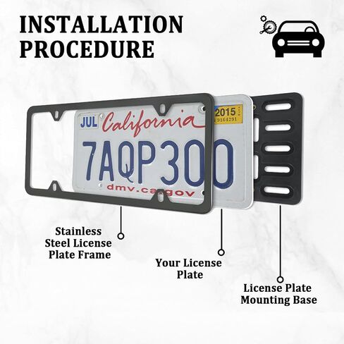 Front License Plate Frames Kit,Stainless Steel License Plate Cover with Mounting Hardware for Plates Secure Fixing and Car Decorations,Universal Front Licenses Plates Holder (Black) in Saudi Arabia