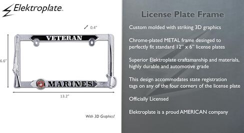 Elektroplate مرخص رسميًا-الولايات المتحدة مشاة البحرية المحاربين القدامى المعدني المطلي بالكروم الحجم القياسي ذو الحجم الأريميوم ثلاثي الأبعاد حامل العلامة للسيارات/سيارات الدفع الرباعي/الشاحنات الملحق التلقائي in Saudi Arabia