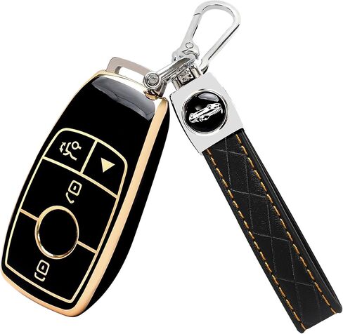 Tomall for Mercedes Benz Key Fob Wover مع سلسلة المفاتيح ، 4 أزرار ناعمة TPU مفتاح FOB واقي متوافق مع مرسيدس Benz a c e r s g cla in Saudi Arabia