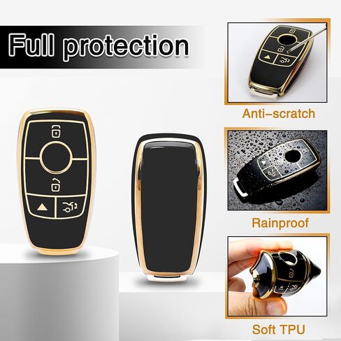 Tomall for Mercedes Benz Key Fob Wover مع سلسلة المفاتيح ، 4 أزرار ناعمة TPU مفتاح FOB واقي متوافق مع مرسيدس Benz a c e r s g cla in Saudi Arabia