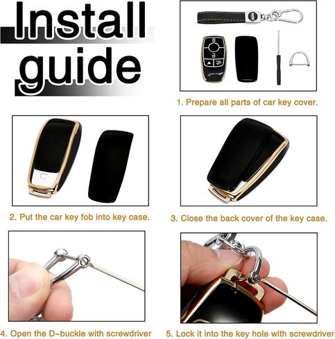 Tomall for Mercedes Benz Key Fob Wover مع سلسلة المفاتيح ، 4 أزرار ناعمة TPU مفتاح FOB واقي متوافق مع مرسيدس Benz a c e r s g cla in Saudi Arabia