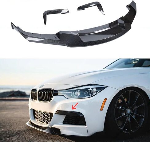 5Pcs Front Lip & Light Frame Compatible with 2012-2018 F30 F31 Base 3 Series (M Tech/M Sport Only), Air Dam Spoiler Lower Chin Fits for Sedan, Protection Body Part (Carbon Fiber Pattern) in Saudi Arabia
