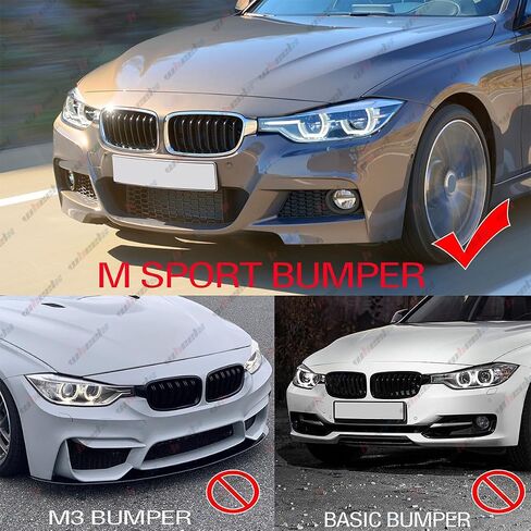 5Pcs Front Lip & Light Frame Compatible with 2012-2018 F30 F31 Base 3 Series (M Tech/M Sport Only), Air Dam Spoiler Lower Chin Fits for Sedan, Protection Body Part (Carbon Fiber Pattern) in Saudi Arabia