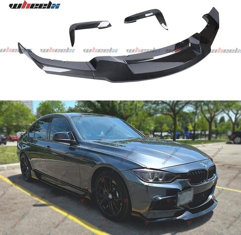 5Pcs Front Lip & Light Frame Compatible with 2012-2018 F30 F31 Base 3 Series (M Tech/M Sport Only), Air Dam Spoiler Lower Chin Fits for Sedan, Protection Body Part (Carbon Fiber Pattern) in Saudi Arabia