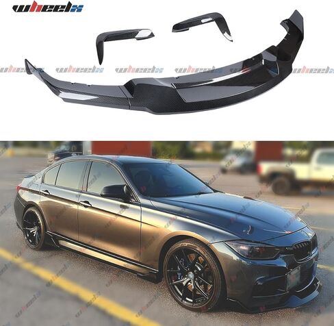 5Pcs Front Lip & Light Frame Compatible with 2012-2018 F30 F31 Base 3 Series (M Tech/M Sport Only), Air Dam Spoiler Lower Chin Fits for Sedan, Protection Body Part (Carbon Fiber Pattern) in Saudi Arabia