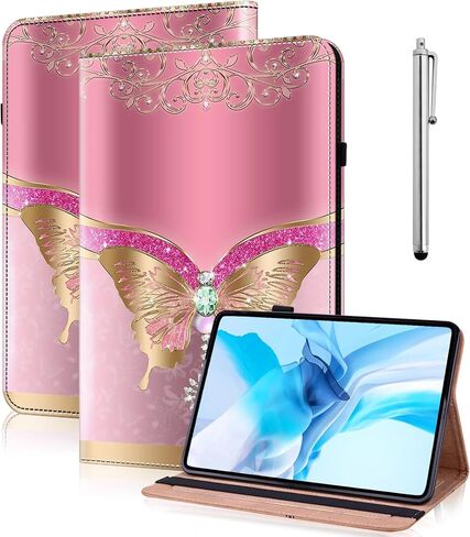 Case for Lenovo Tab M11 (TB-330FU/330XU) 11" Case 2024, Embossed Lace PU Leather Flip Folio Protective Tablet Case with Elastic Band & Card Slots/Holder, Multi-Angle Viewing Stand Cover, Blue in Saudi Arabia