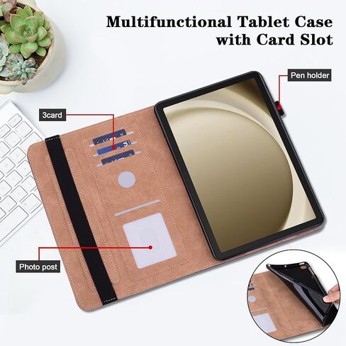 Case for Lenovo Tab M11 (TB-330FU/330XU) 11" Case 2024, Embossed Lace PU Leather Flip Folio Protective Tablet Case with Elastic Band & Card Slots/Holder, Multi-Angle Viewing Stand Cover, Blue in Saudi Arabia