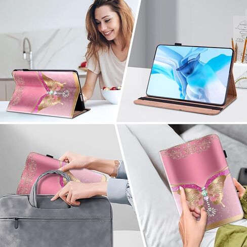Case for Lenovo Tab M11 (TB-330FU/330XU) 11" Case 2024, Embossed Lace PU Leather Flip Folio Protective Tablet Case with Elastic Band & Card Slots/Holder, Multi-Angle Viewing Stand Cover, Blue in Saudi Arabia