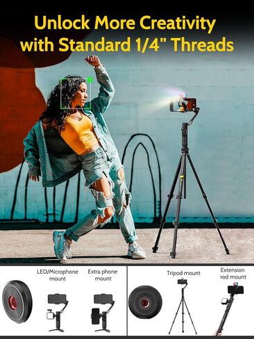 Handheld Gimbal Stabilizer for iPhone 15/14 Android Phone 3-axis Phone Stabilizer for Video Recording Vlogging, Smartphone Gimbal w/RGB Light,AI Tracking for TikTok YouTube(Smart X Kit Black) in Kuwait