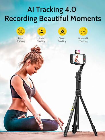 Handheld Gimbal Stabilizer for iPhone 15/14 Android Phone 3-axis Phone Stabilizer for Video Recording Vlogging, Smartphone Gimbal w/RGB Light,AI Tracking for TikTok YouTube(Smart X Kit Black) in Kuwait
