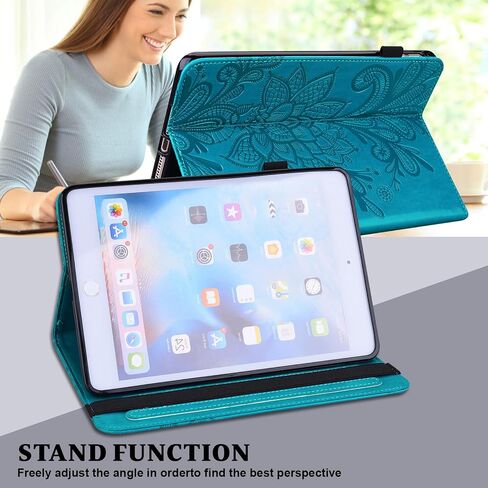 حافظة لجهاز Lenovo Tab M11 (TB-330FU/330XU) مقاس 11 بوصة 2024، حافظة تابلت واقية من جلد البولي يوريثان المنقوش مع شريط مطاطي وفتحات/حامل للبطاقات، غطاء حامل متعدد الزوايا، أزرق in Kuwait