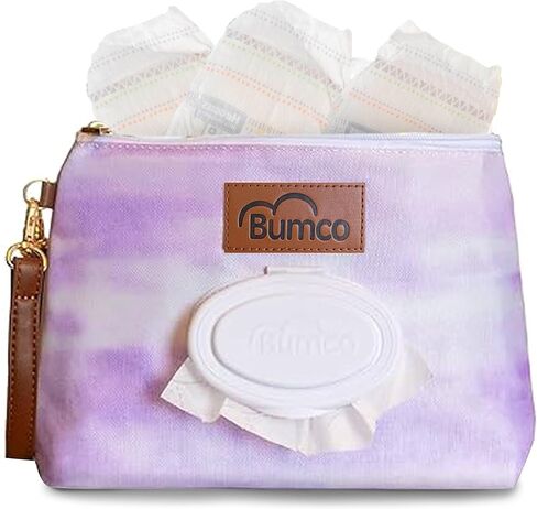 Bumco Diaper Clutch - مناديل محمولة موزع وضروريات السفر للأطفال ، حاوية مناديل قابلة لإعادة التعبئة ، محفظة كيس حفاضات in Kuwait