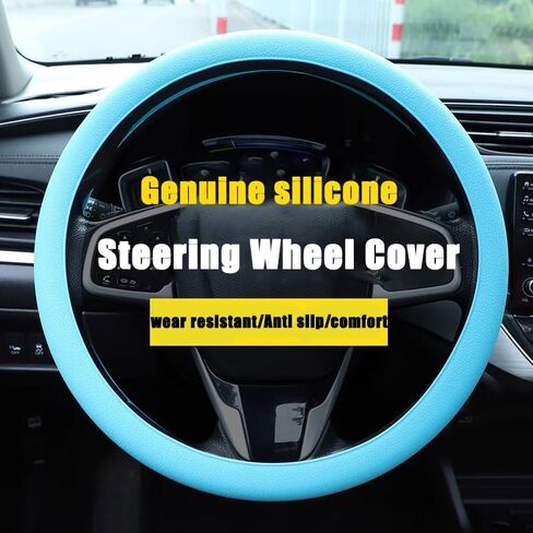 Universal Four Season Thin Silicone Steering Wheel Cover - Anti Slip Wear Resistant Comfortable for Car Black in Saudi Arabia
