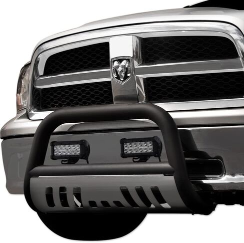 7422450913915 متوافق مع 2005-2011 دودج داكوتا / 2006-2009 Mitsubishi Raider Matte Black Classic Bar Bar Bar Bar Bar Bar Bar Bar Bare مع لوحة زرقاء مقاوم للصدأ + 36W Cree LED ضباب LED in Saudi Arabia