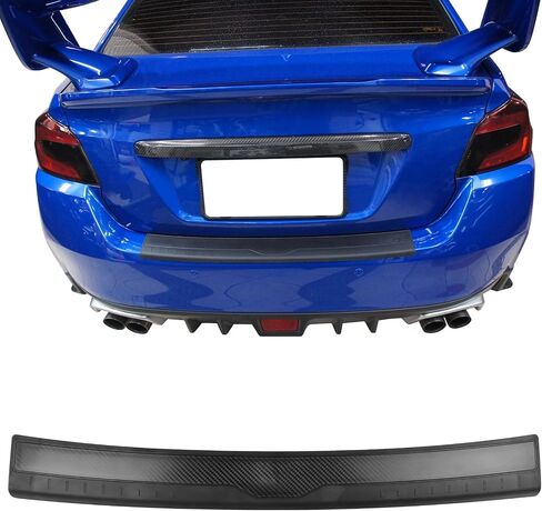 IKON MOTORSPORTS, Rear Bumper Protector Compatible with 2015-2021 Subaru WRX & WRX STI, Unpainted Black PP Polypropylene Waterproof Cargo Trunk Bumper Guard Sill Step Plate Pad Cover Trim in Saudi Arabia