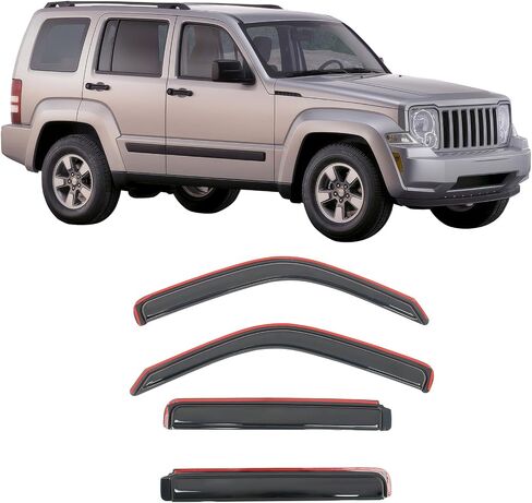 Ikon Motorsports in Channel Window Vensors متوافقة مع 2008-2014 Jeep Liberty 4-Door ، Slim Style Smoke Rain Main Main ، Deflectors Window Window 4pcs in Saudi Arabia