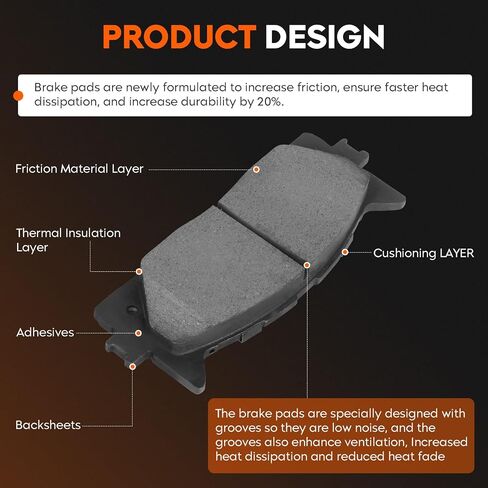 Front Ceramic Brake Pads Set for Toyota 2007-2017 Camry, Avalon 2008-2018, for Lexus ES300h ES350 4PCS in Saudi Arabia