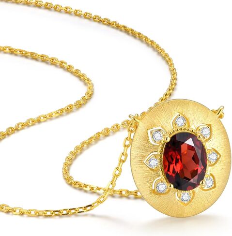 14K Brushed Gold Sunflower Necklaces for Women Moissanite or Lab-Grown Emerald/Garnet/Amethyst Pendant with Hairline Detailing Trendy 925 Sterling Silver Jewelry Gifts for Her Birthday in Saudi Arabia