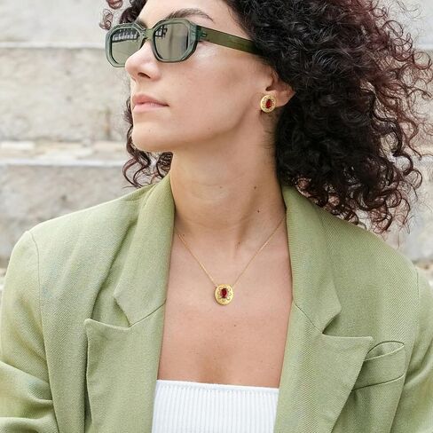 14K Brushed Gold Sunflower Necklaces for Women Moissanite or Lab-Grown Emerald/Garnet/Amethyst Pendant with Hairline Detailing Trendy 925 Sterling Silver Jewelry Gifts for Her Birthday in Saudi Arabia