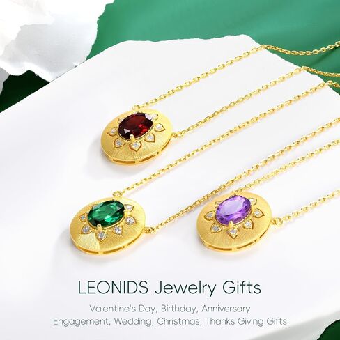 14K Brushed Gold Sunflower Necklaces for Women Moissanite or Lab-Grown Emerald/Garnet/Amethyst Pendant with Hairline Detailing Trendy 925 Sterling Silver Jewelry Gifts for Her Birthday in Saudi Arabia