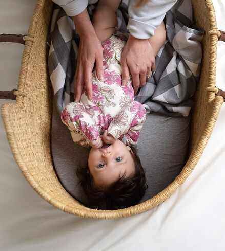 Burts Bees Baby Bassinet ، غطاء Beesnug الذي تم تجهيزه بالرضيع ، والقطن العضوي بنسبة 100 ٪ ، والضروريات الولادة للجنسين الناعمة لجميع وسادات أو مراتب سرير بيضاوي أو مستطيل قياسي - 15 × 33 بوصة in Kuwait