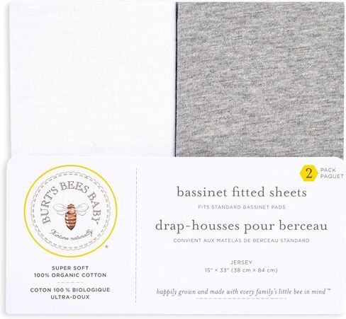 Burts Bees Baby Bassinet ، غطاء Beesnug الذي تم تجهيزه بالرضيع ، والقطن العضوي بنسبة 100 ٪ ، والضروريات الولادة للجنسين الناعمة لجميع وسادات أو مراتب سرير بيضاوي أو مستطيل قياسي - 15 × 33 بوصة in Kuwait