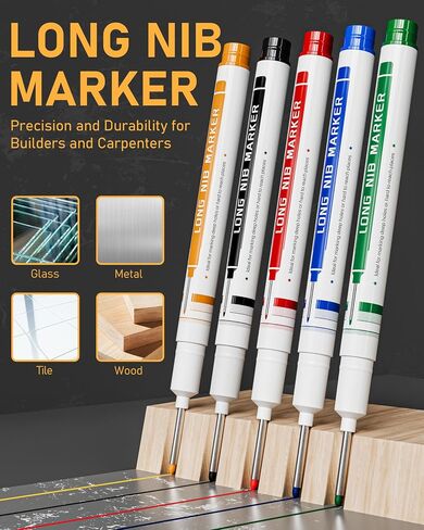 34 Pack Carpenter Pencil Set with Sharpener, Mechanical Carpenter Pencils with Deep Hole Long-Nib Marker Pens, Carbide Scribe Tool & Construction Pencils for Architect Woodworking with Case in Saudi Arabia