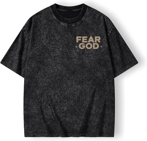 Graphic Tees Summer Women Men Cotton Novelty Oversized Crew Fear God in Bible Christian Washed T-Shirt in Saudi Arabia
