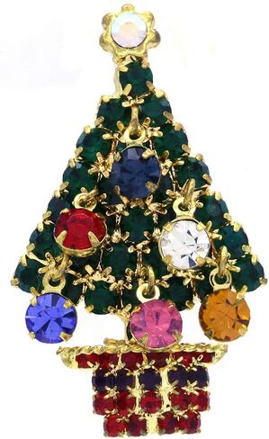 Merry Christmas Jewelry Poinsettia Flower Tree Candy Cane Charm Brooch Pin in Saudi Arabia