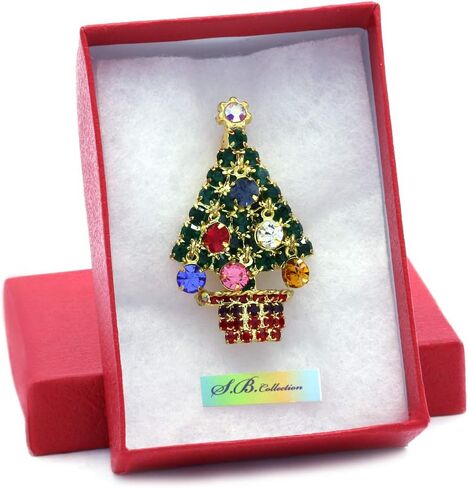 Merry Christmas Jewelry Poinsettia Flower Tree Candy Cane Charm Brooch Pin in Saudi Arabia