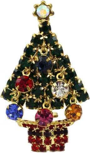 Merry Christmas Jewelry Poinsettia Flower Tree Candy Cane Charm Brooch Pin in Saudi Arabia
