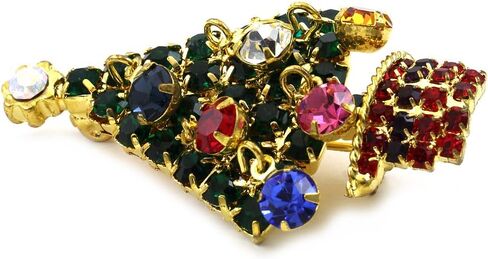 Merry Christmas Jewelry Poinsettia Flower Tree Candy Cane Charm Brooch Pin in Saudi Arabia